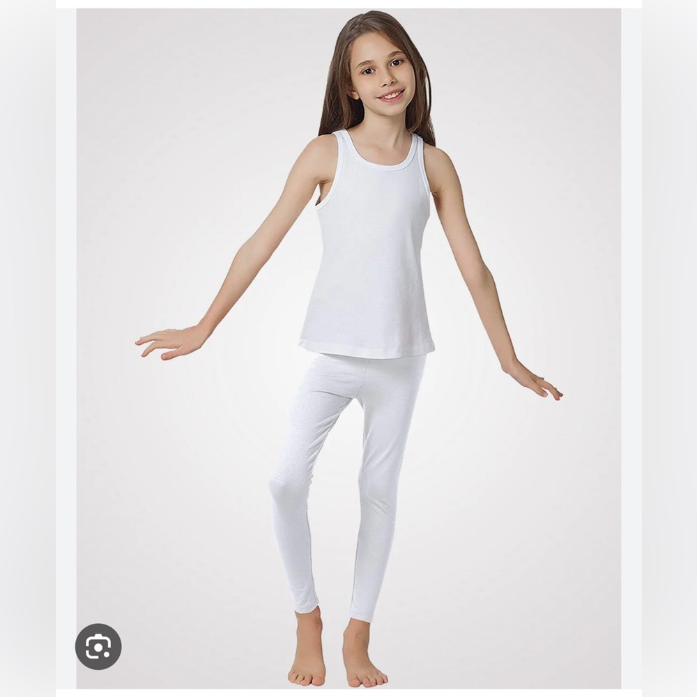 Organic Cotton+Spandex Ankle Length Leggings For Girls - White